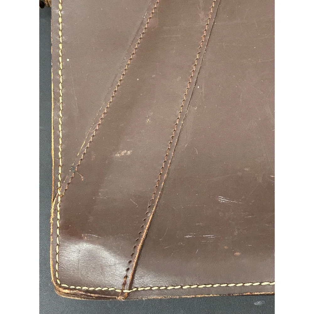 Vintage Brown Leather Doctor Bag Briefcase Brass Hardware Distressed 60s 70s
